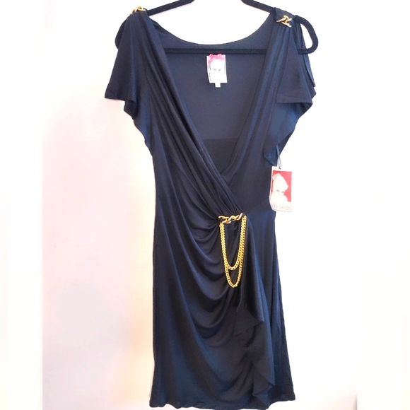 Anthropologie Dresses & Skirts - Anthropologie Baraschi Black Draped Chain Link Dress